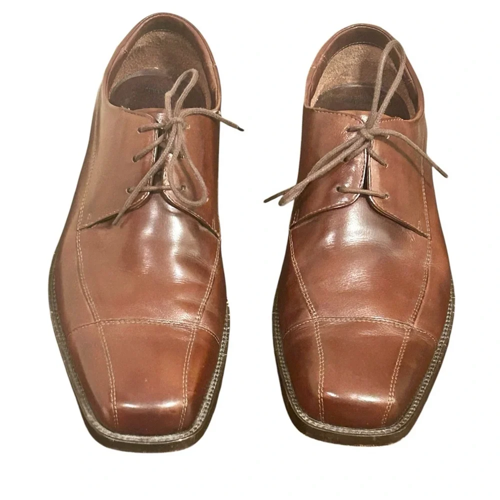 Johnston & Murphy 20-7510 Leather Square Cap Toe Lace Up Oxford Brown Men’s 10.5